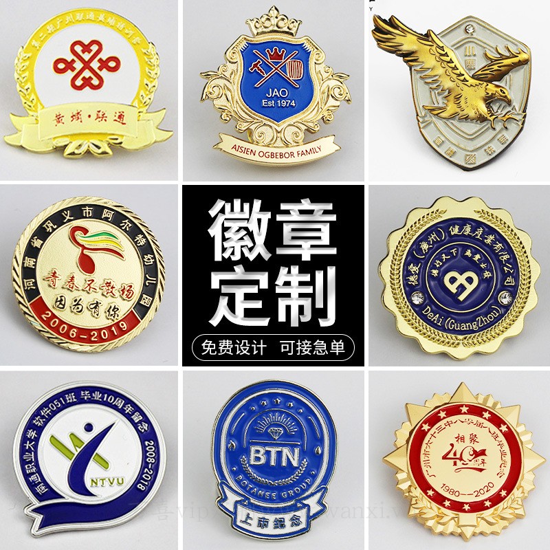 广东技术师范学院纪念金属徽章定制logo烤漆胸章卡通胸针个性胸牌
